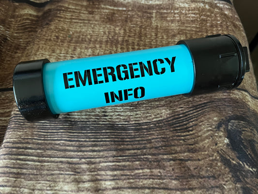Micro Emergency Info Tube (Turquoise & Black)