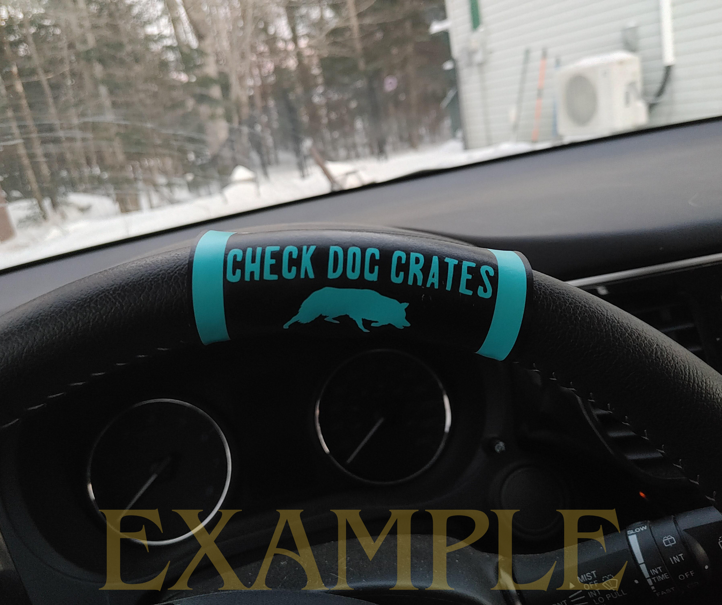 Scent Dog in Crate Steering Wheel Wrap